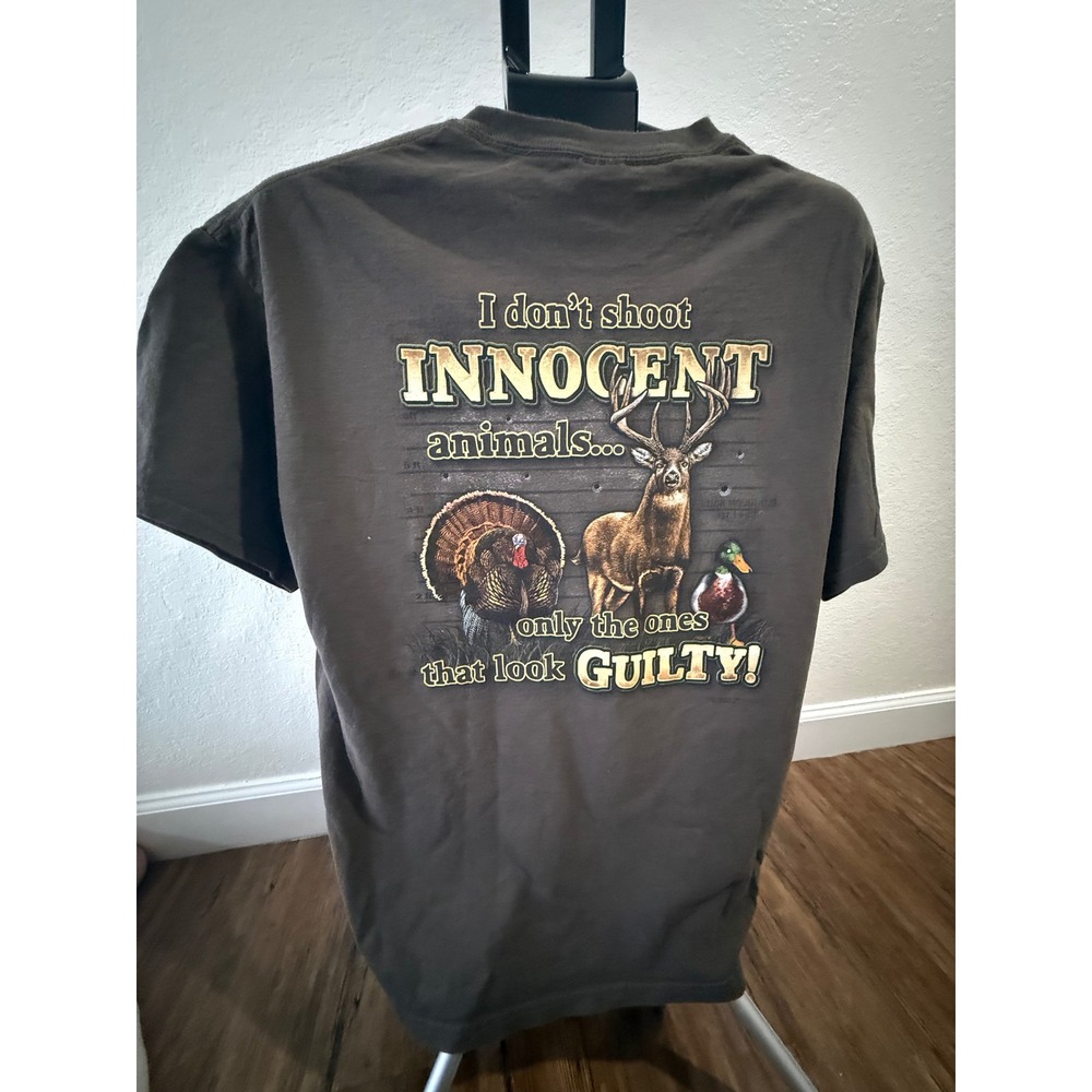 Buck Wear Hunting Shirt Mens Large Deer Turkey Duck Funny Outdoors Graphic Tee
